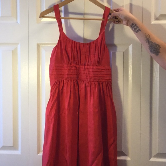 Red Silk Anthro Dress - Picture 4 of 4